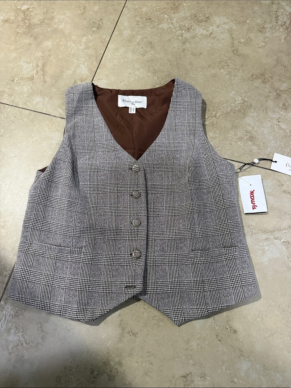 Men's Glen Plaid Waistcoat - Brown/Gray